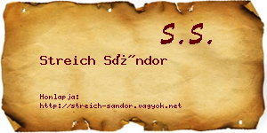 Streich Sándor névjegykártya